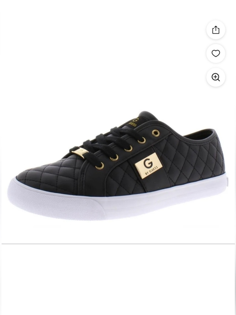 G by GUESS Backer II Black Quilted Sneakers Gold Women’s 7